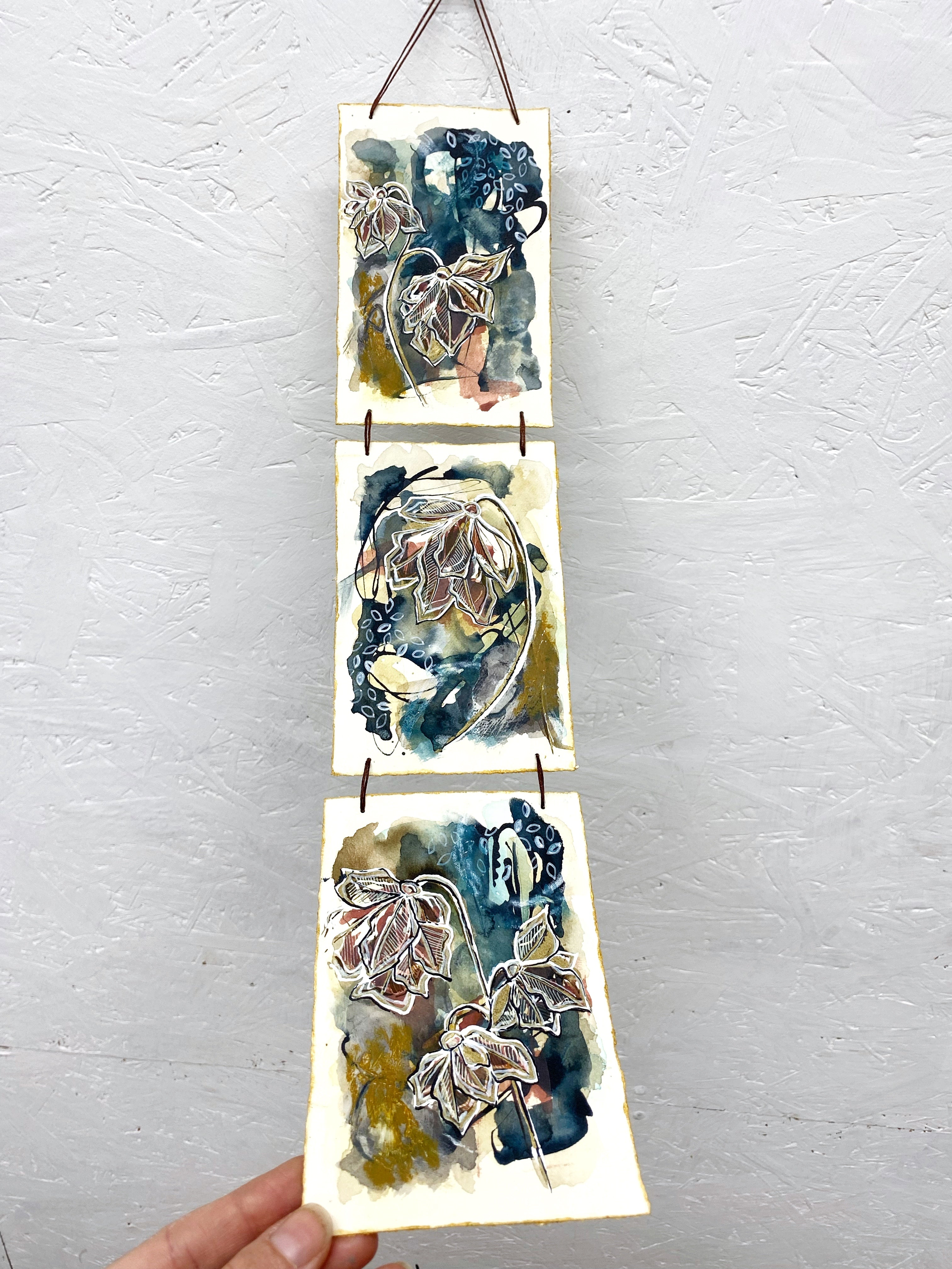 Autumn Vibes - Original Painting, Triptych Wall Hanging