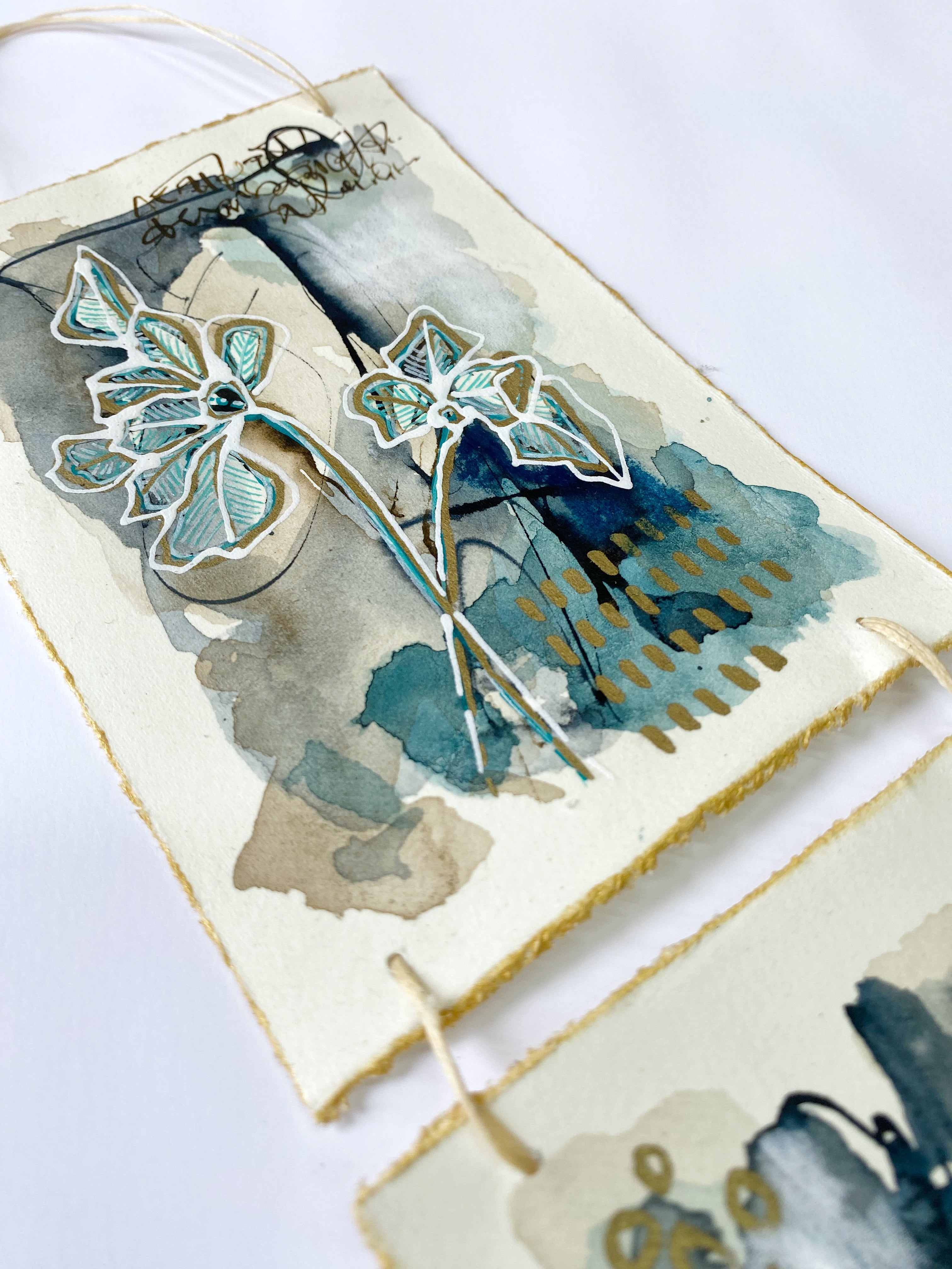 Fresh Stems - Original Painting, Triptych Wall Hanging