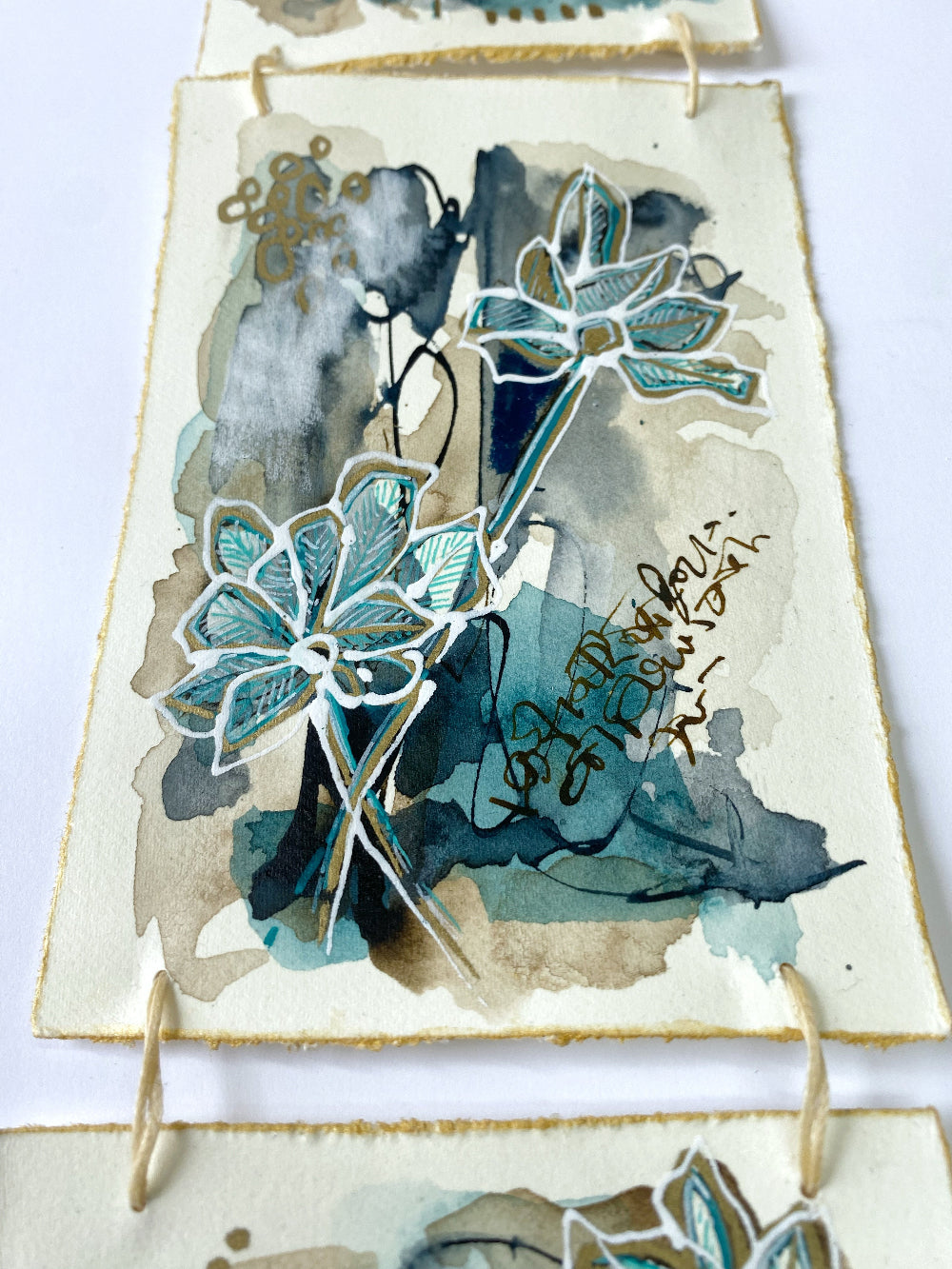 Fresh Stems - Original Painting, Triptych Wall Hanging