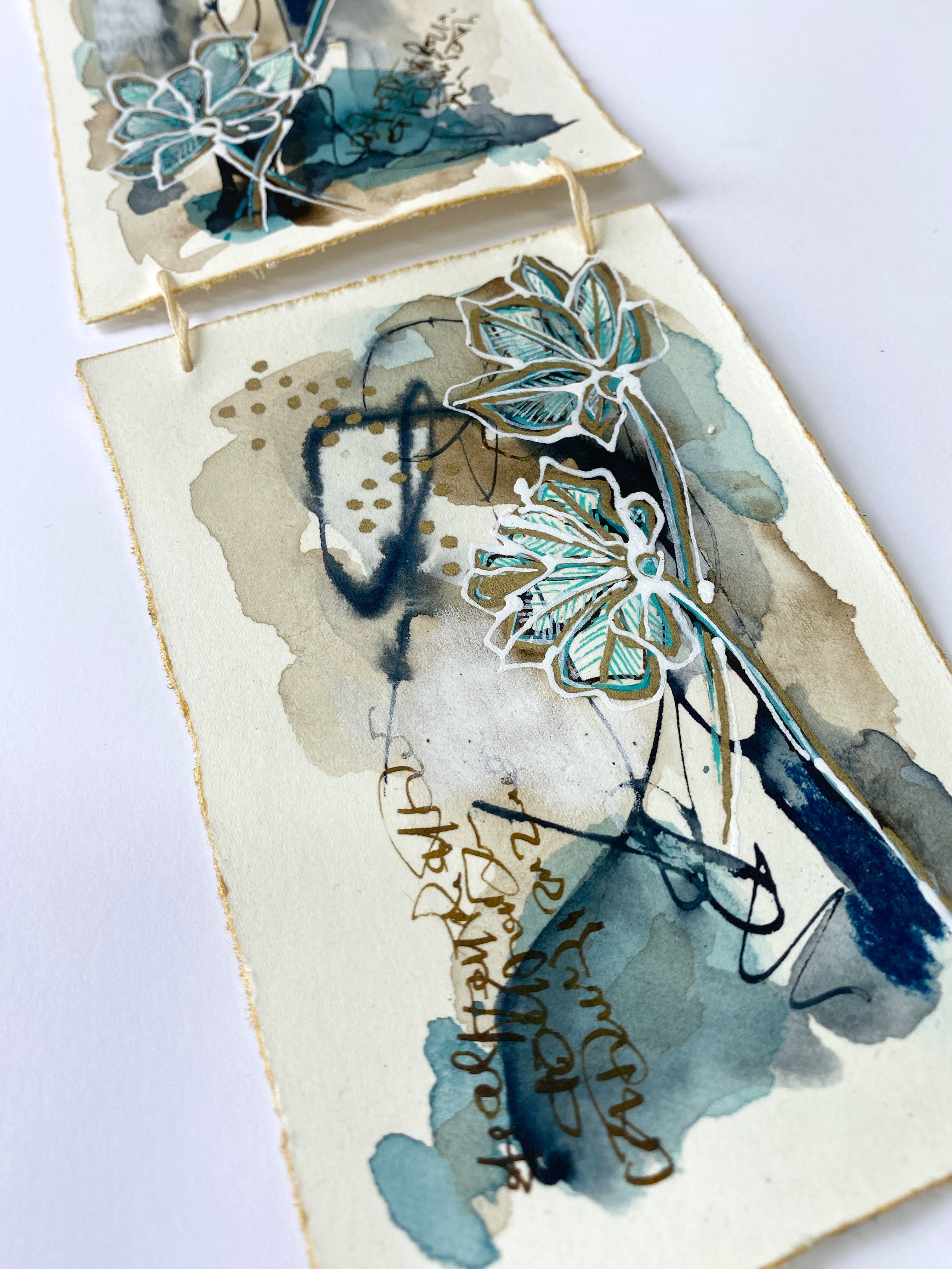 Fresh Stems - Original Painting, Triptych Wall Hanging