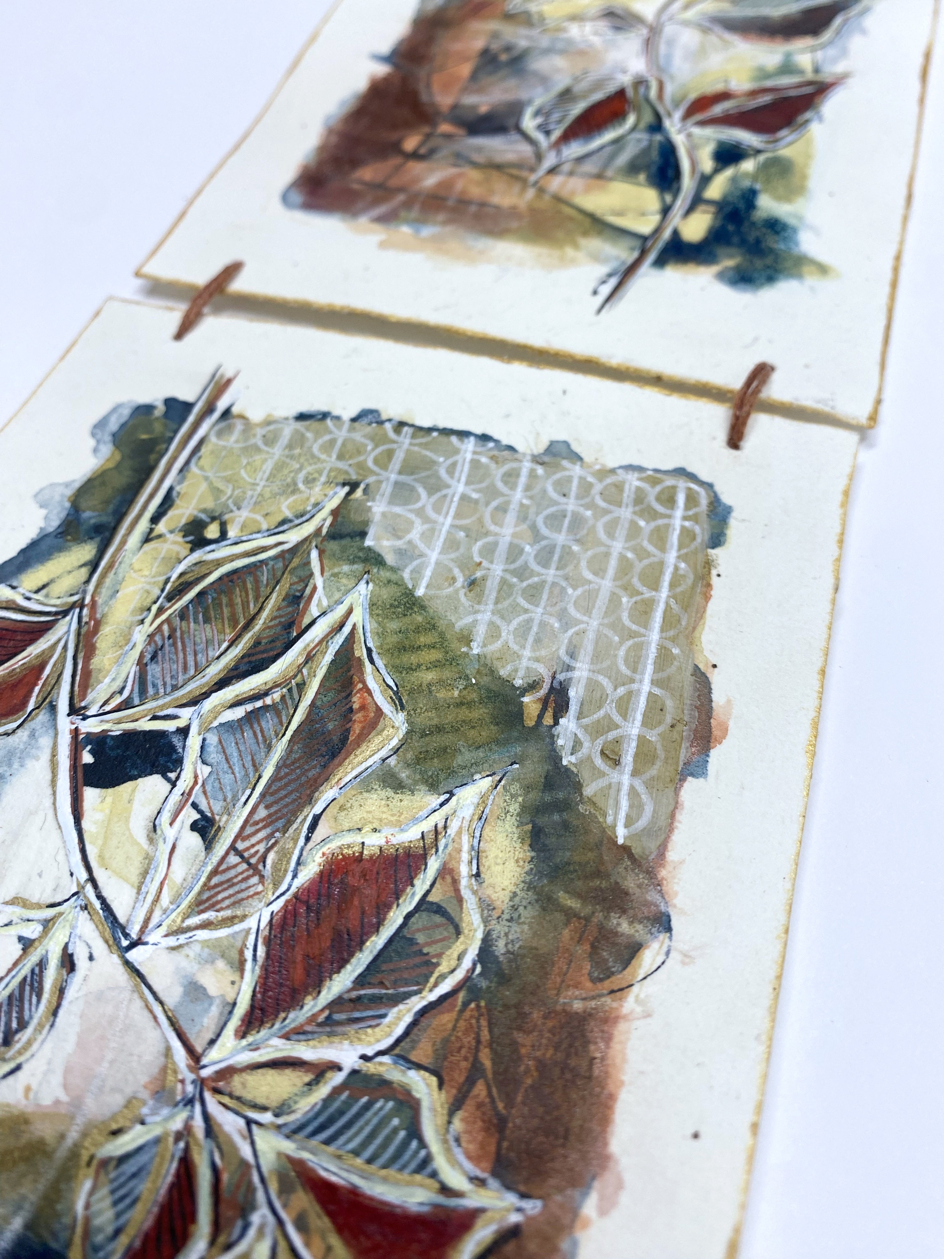 Autumn Rain - Original Painting, Triptych Wall Hanging