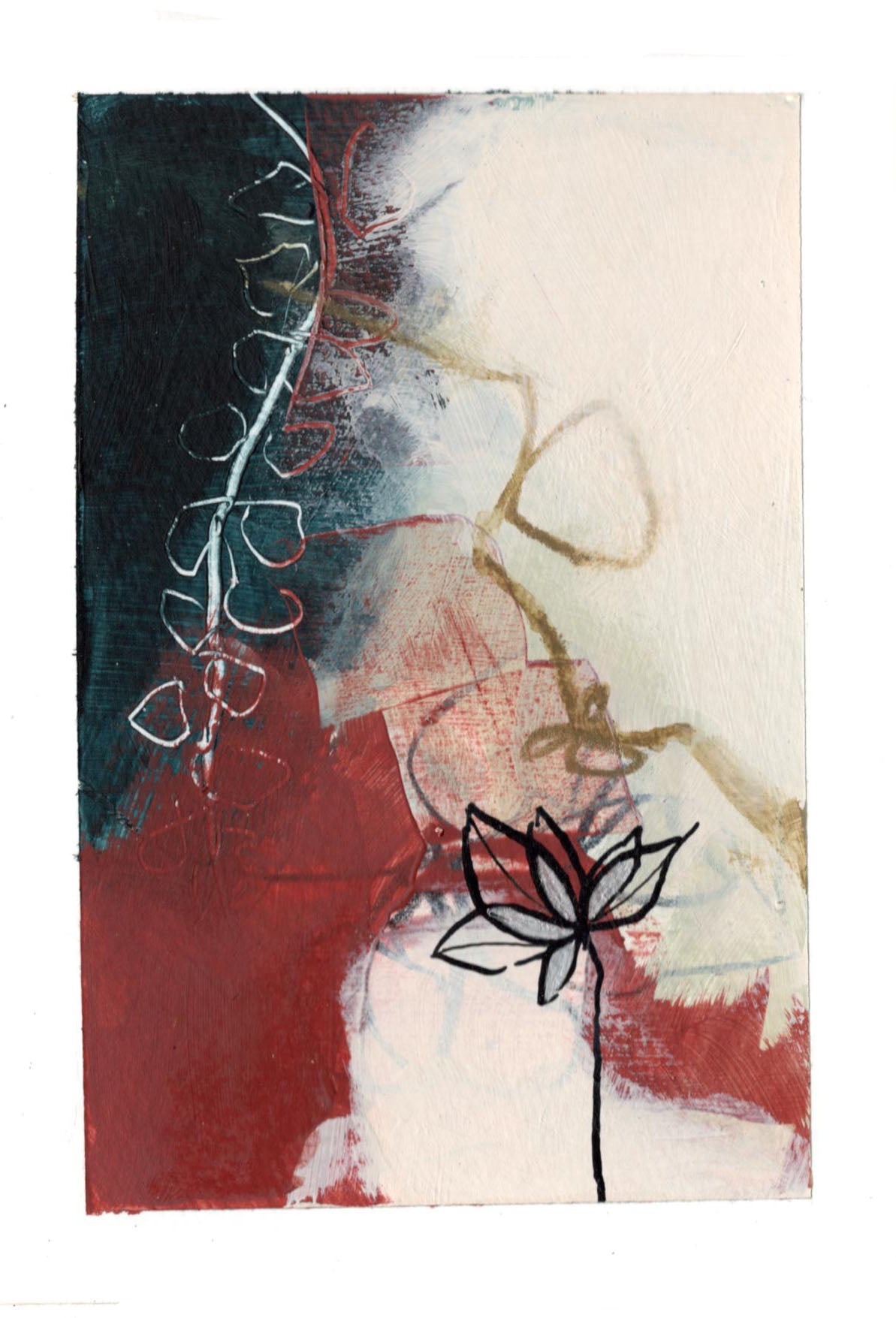 Go With the Flow V - set of 4 mini original paintings with silver detail